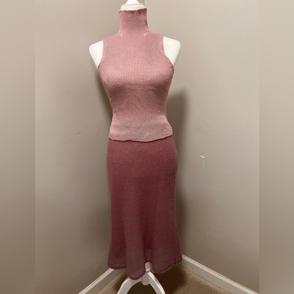 Vintage One of a kind knitted pink and violet 4 piece set - Picture 2 of 16